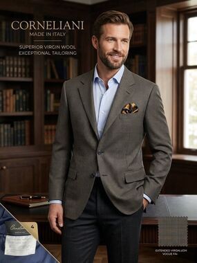 Corneliani Italy 100% Virgin Wool Sport Coat Blazer - Men's 50 (US 40R) - Plaid